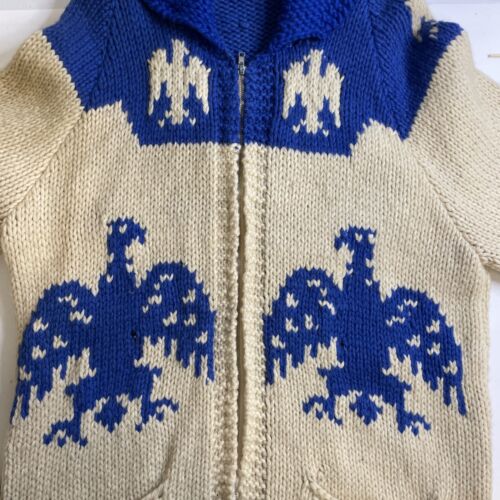 Vintage Thunderbird Wool Knit Cowichan Sweater Size XL