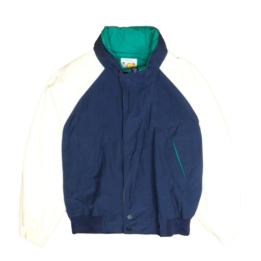 90s Nautica Jacket Built In Hood Spell out Jacket - BIDSTITCH