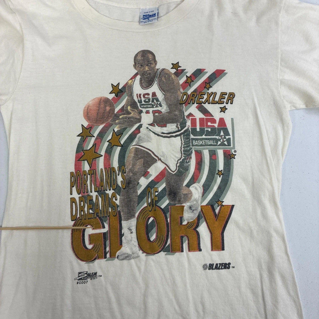 Vintage Clyde Drexler Trail Blazers USA Basketball T-Shirt Medium Olympics NBA