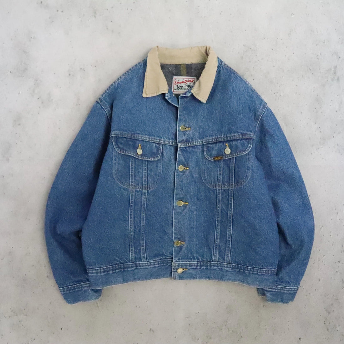 Lee Storm Rider Denim Trucker Jacket Size 46 Blanket Lined