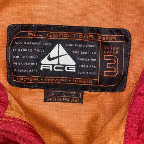 Vintage Nike ACG Windbreaker Anorak Light Jacket Large Orange Outer Layer 3