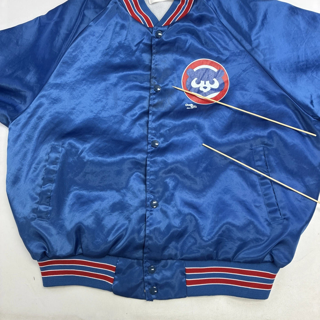 Vintage Chicago Cubs Chalk Line Satin Bomber Jacket Size XL MLB
