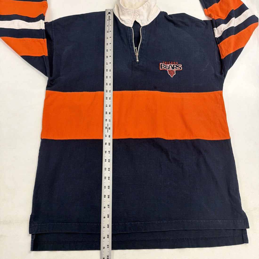 Vintage Chicago Bears Long Sleeve 1/4 Zip Rugby Shirt Size Large 1997 90s NFL
