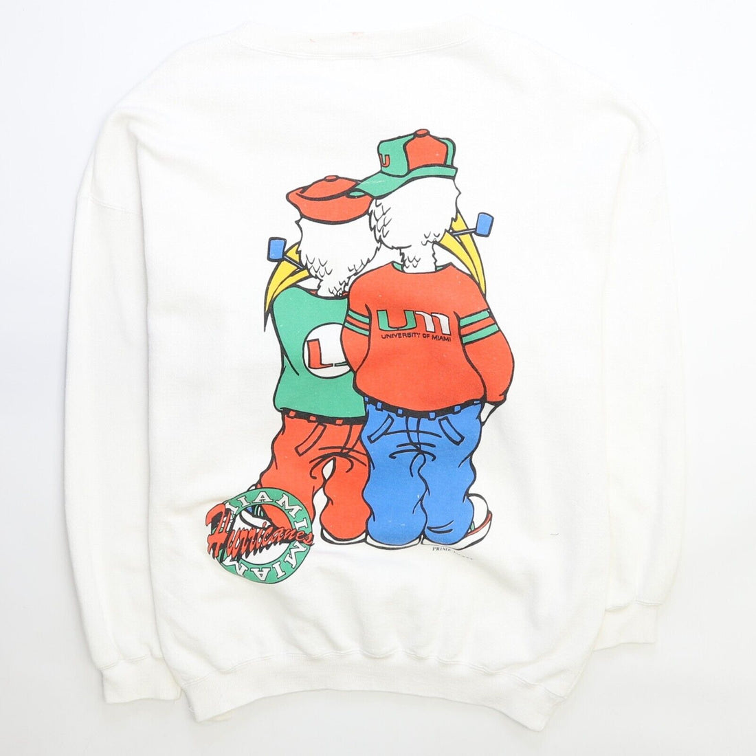 Vintage Miami Hurricanes Crewneck Sweatshirt Size XL Double Sided 90s NCAA