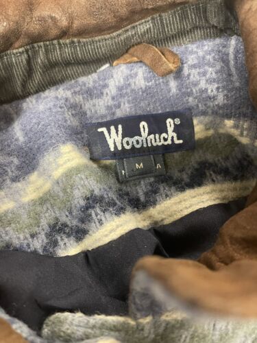 Vintage Woolrich Wool Parka Coat Jacket Size Medium Blue Aztec