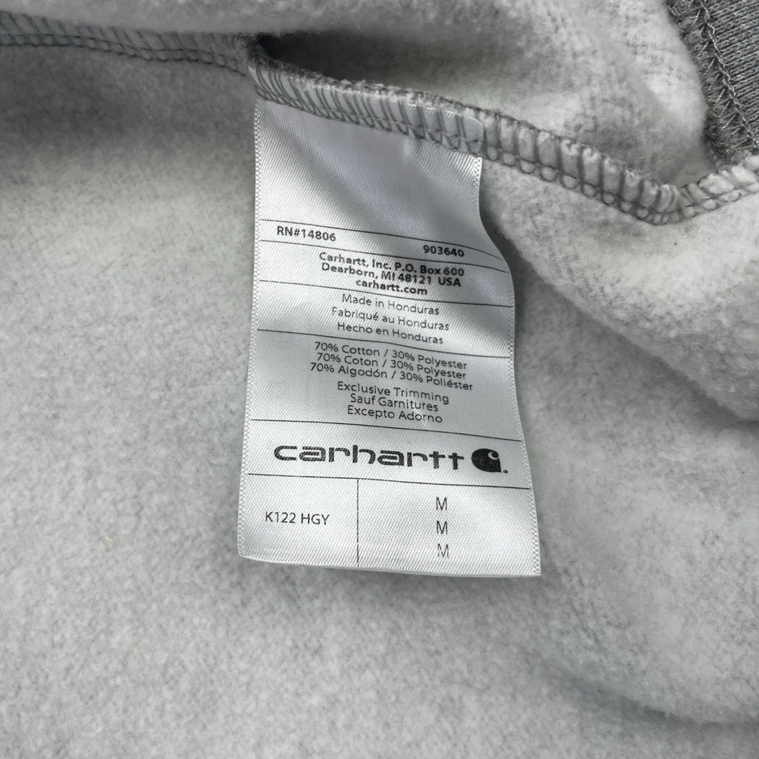 Carhartt Full Zip Sweatshirt Hoodie Size Medium Gray