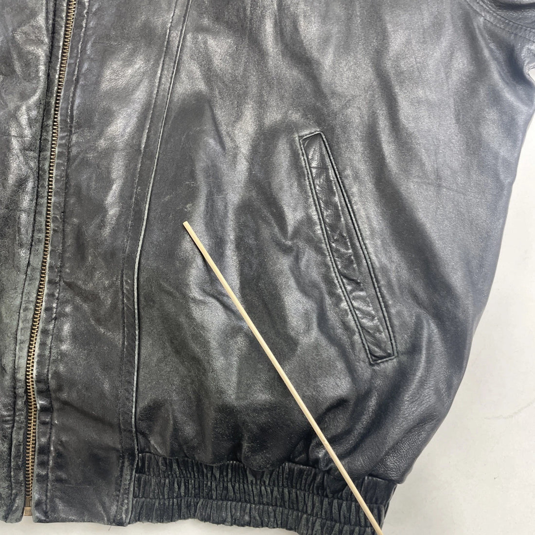 Vintage Harry Rosen Leather Bomber Jacket Size 44 Black
