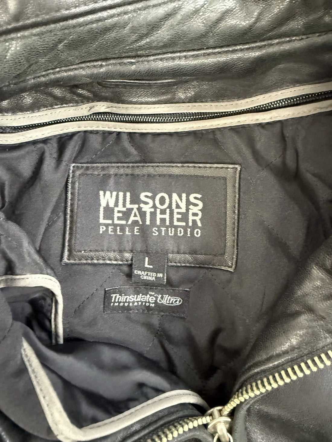 Wilsons Leather Coat Jacket Size Large Black