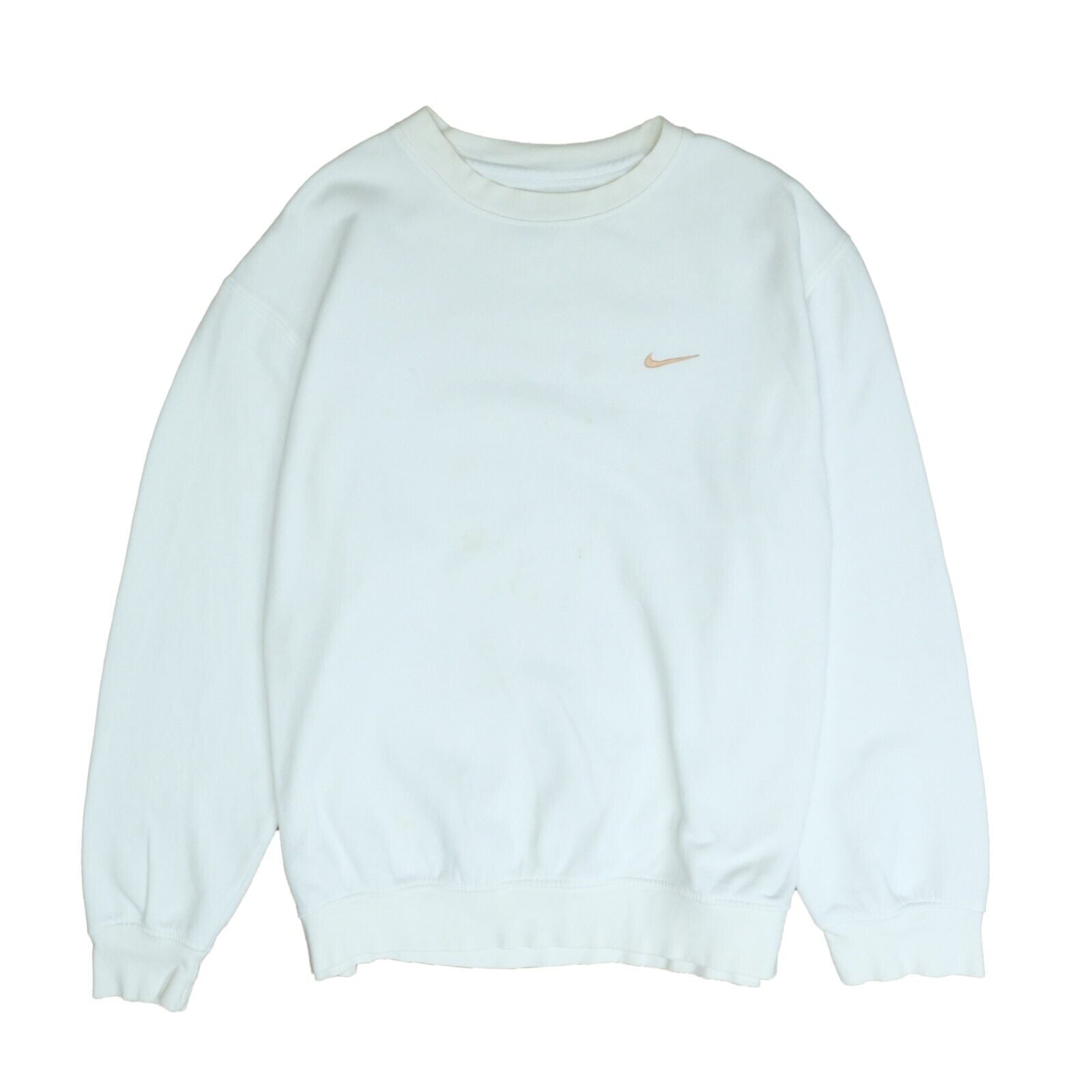 Vintage Nike Sweatshirt Crewneck Size Large White Embroidered Swoosh Throwback Vault