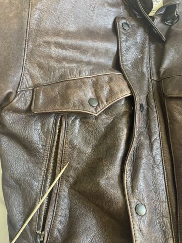 Vintage Bermans Leather Bomber Jacket Size Medium Brown