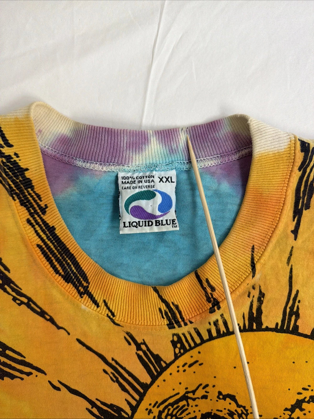 Vintage Sun Moon Tie Dye Liquid Blue T-Shirt Size 2XL Pinkerton