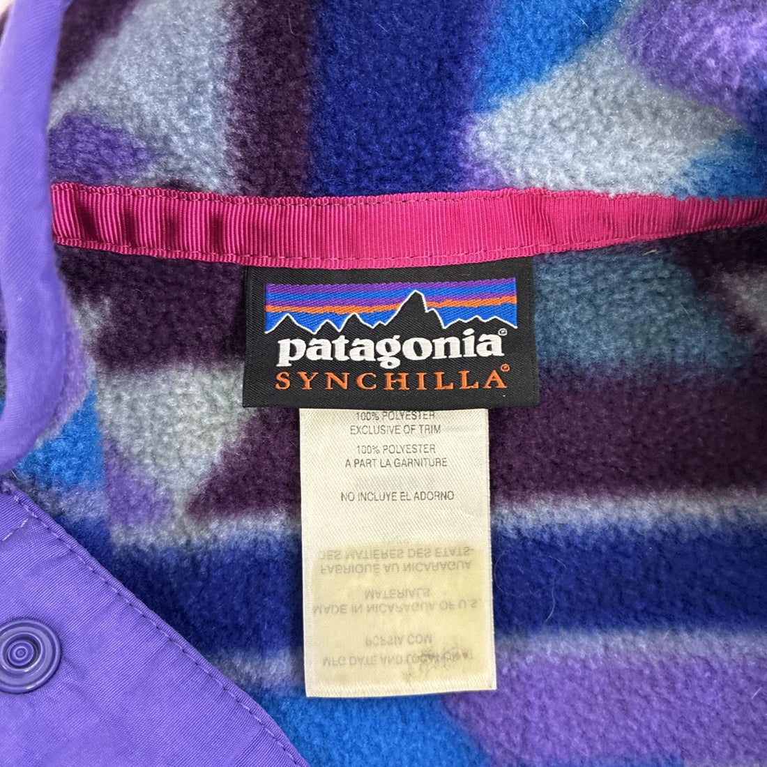Patagonia Guatemalan Tango Violetti Synchilla Snap T Fleece Jacket Womens Large