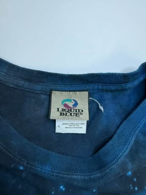 Vintage Jerry Garcia Liquid Blue Tie Dye T-Shirt Size Large Grateful Dead Band