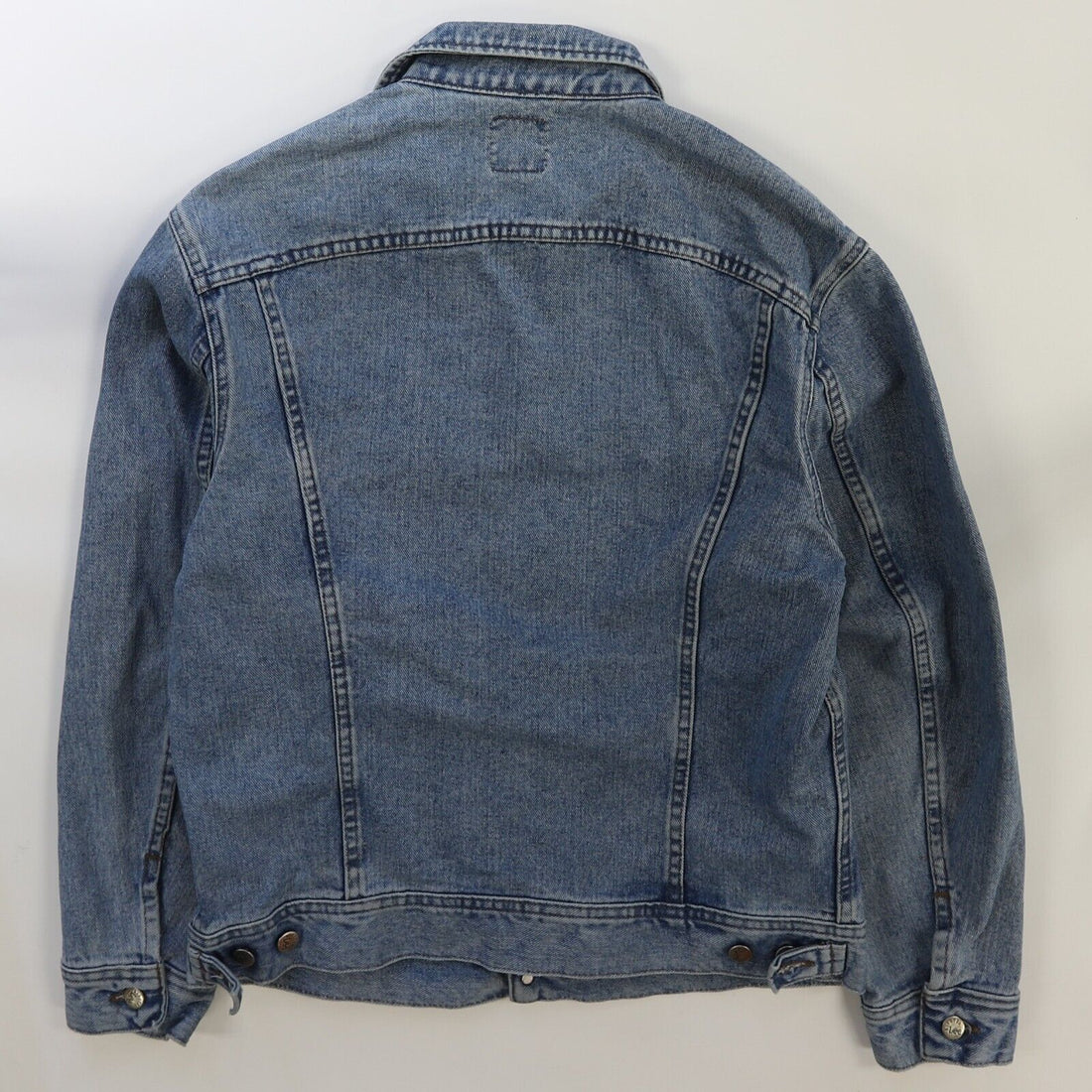 Vintage Lee Riveted Denim Trucker Jacket Size Large Blue