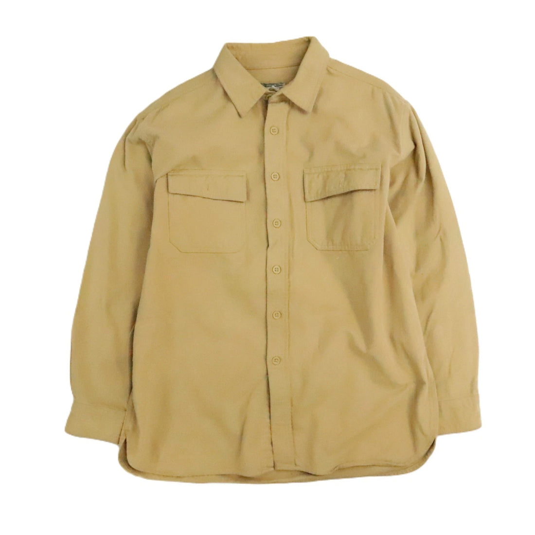 Vintage LL Bean Button Up Long Sleeve Shirt Size Large Beige