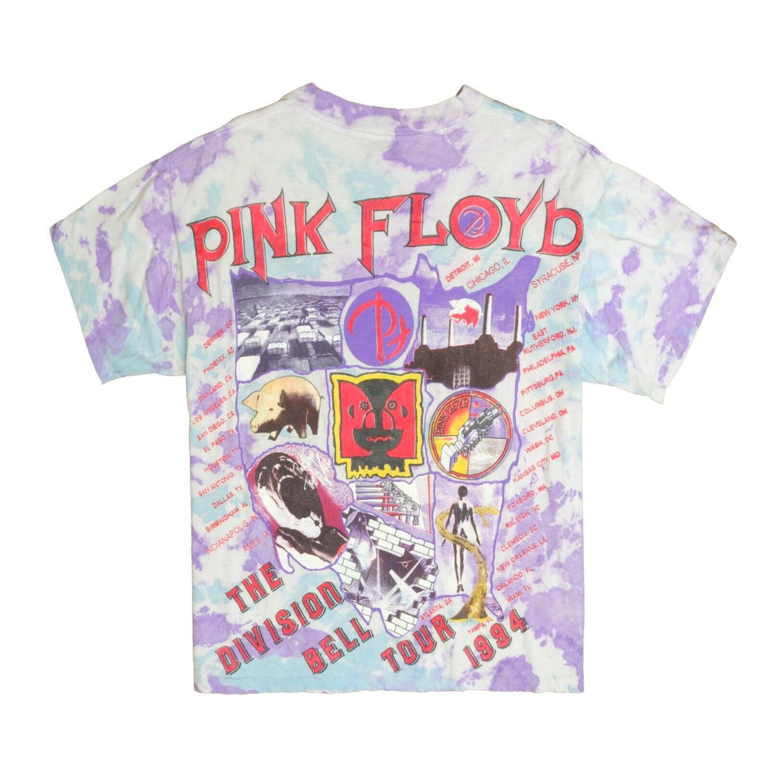 Vintage Pink Floyd The Division Bell Tie Dye T-Shirt Size XL Band Tee 1994 90s