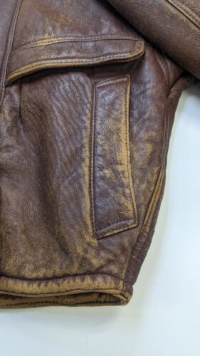 Vintage Spagnolo Leather Flight Bomber Shearling Jacket Size 50 Brown