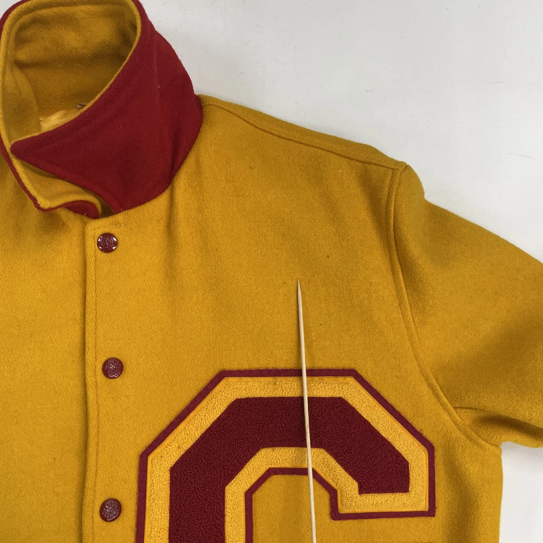 Vintage Football Wool Letterman Varsity Coat Jacket Size 40 Yellow