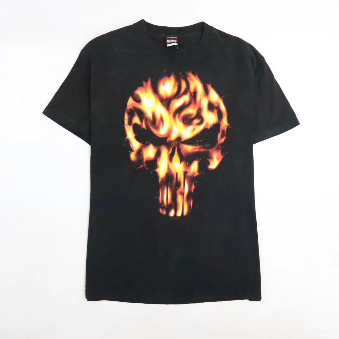Vintage Punisher Flame Skull Marvel Mad Engine T-Shirt Size Large 2004