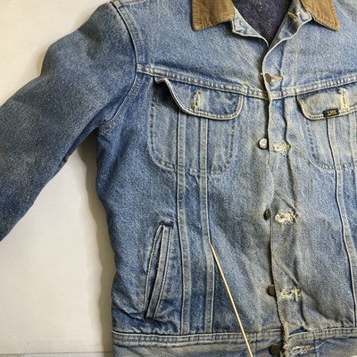 Vintage Lee PATD-153438 Denim Trucker Jacket Size 40L Blanket Lined Distressed