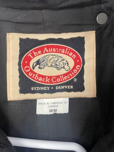 Vintage The Australian Outback Waxed Coat Jacket Size Medium Black