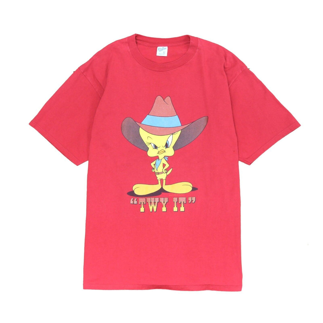 Vintage Tweety Bird Cowboy T-Shirt Size XL Red Looney Tunes 1993 90s