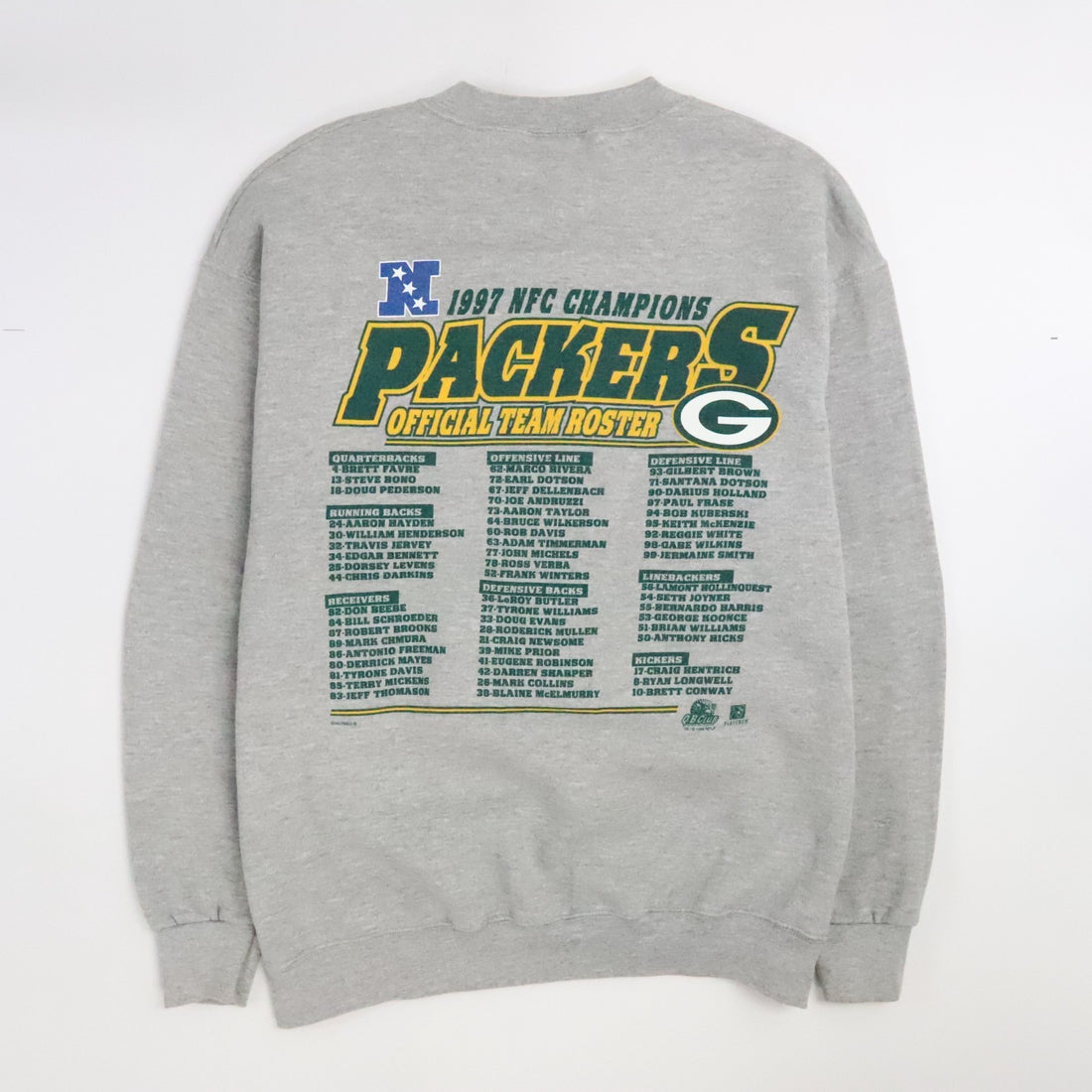 Vintage Green Bay Packers Super Bowl XXXII Roster Sweatshirt Large NFL