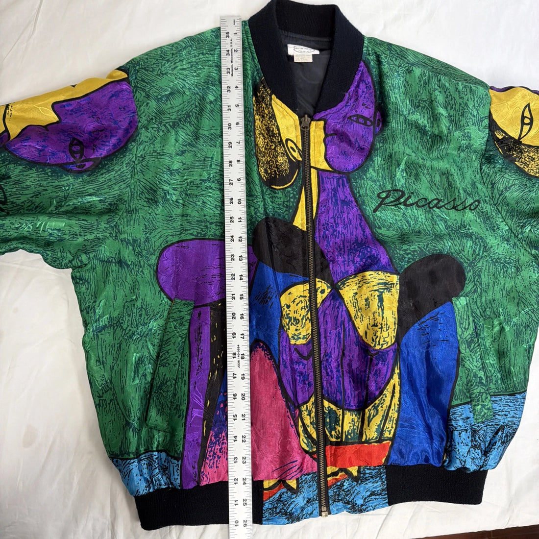 Vintage Picasso Bomber Jacket Size Large Art All Over Print