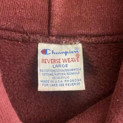 Vintage N.C.A.O.N. Champion Reverse Weave Sweatshirt Hoodie Size Large Red 90s