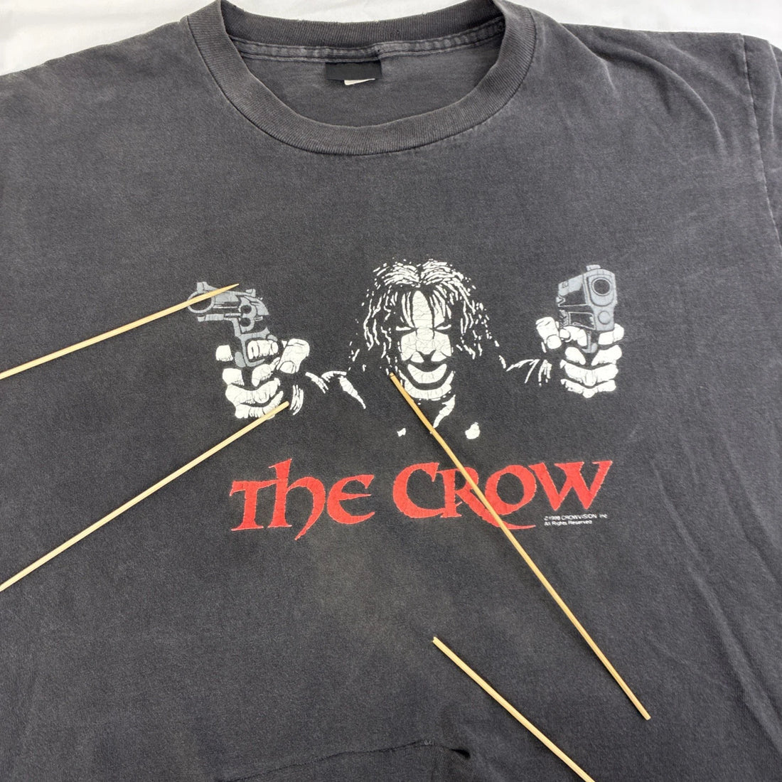 Vintage The Crow Pistol Revolver T-Shirt Size XL Movie Promo 1998 90s