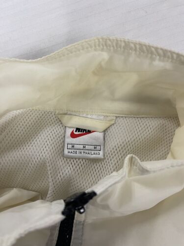 Vintage Nike Windbreaker Light Jacket Size Medium White Embroidered