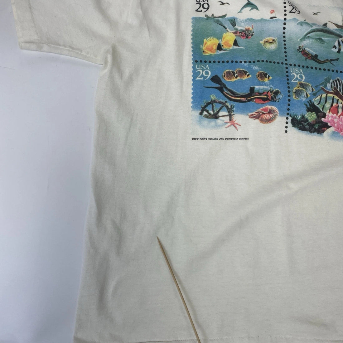 Vintage Wonders Of The Sea Stamp T-Shirt Size XL 1994 90s