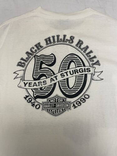 Vintage Harley Davidson Motorcycle 3D Emblem Sturgis Black Hills T-Shirt Large