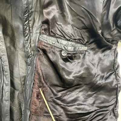 Vintage Schott Leather Bomber Jacket Size 44 Black