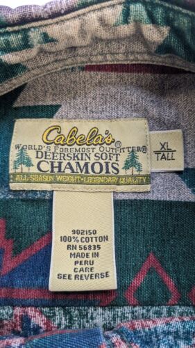 Vintage Cabela's Aztec Western Button Up Shirt Size XL Tall