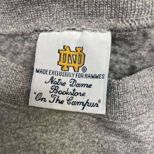 Vintage Notre Dame Fighting Irish Sweatshirt Crewneck Size Large Gray NCAA