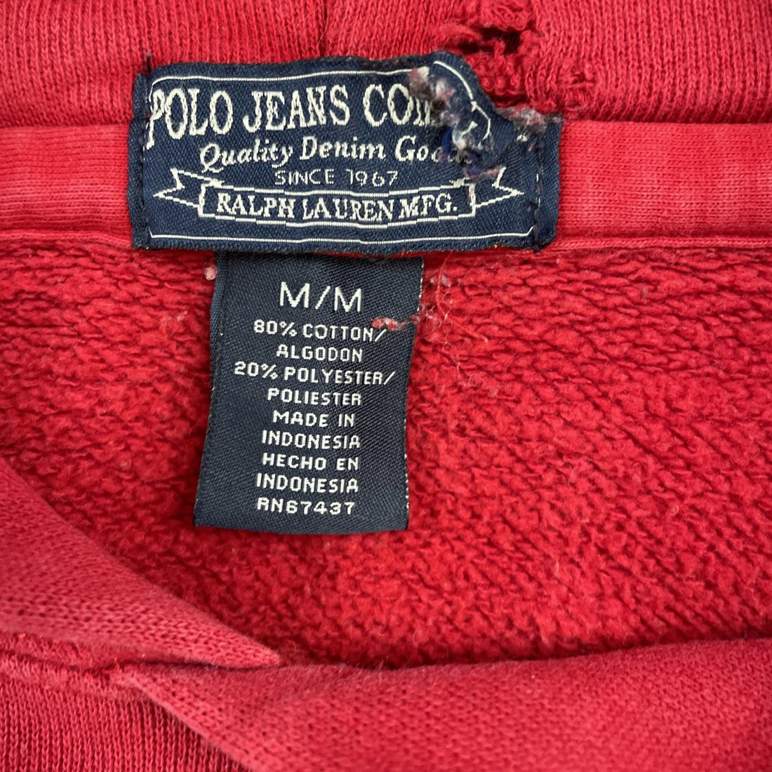 Polo Jeans Ralph Lauren Sweatshirt Hoodie Size Medium Red