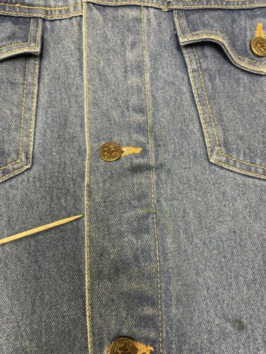Vintage Marlboro Country Store Denim Jacket Size Medium Blue Leather Trim 90s