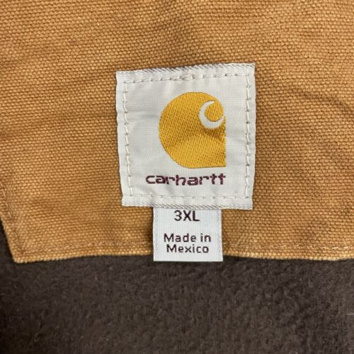 Carhartt Canvas Work Jacket Size 3XL Brown Fleece Lined