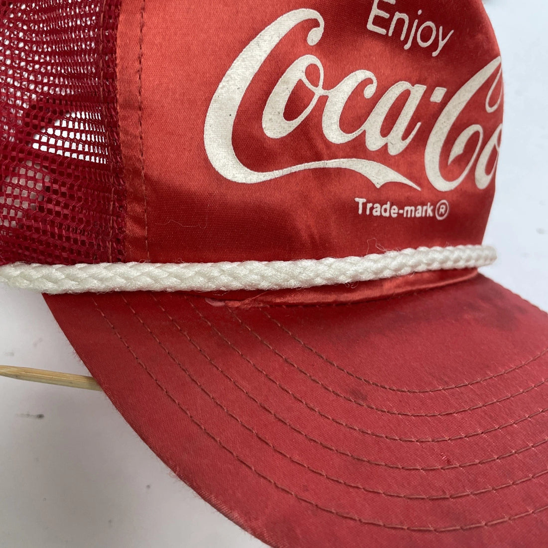 Vintage Coca-Cola Satin Trucker Snapback Hat Cap OSFA Red Coke Promo