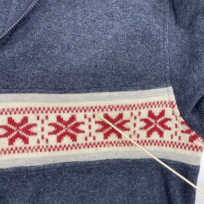 Tommy Hilfiger 1/4 Zip Pullover Fleece Sweater Size Large Winter Snowflake