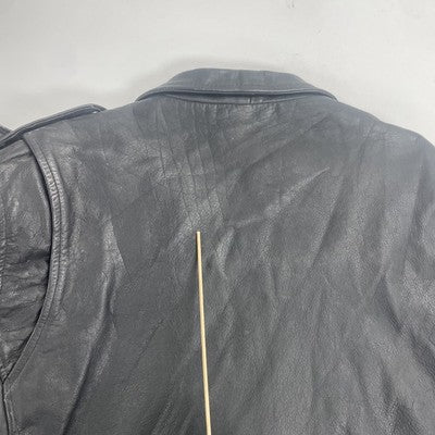 Protech Leather Classic Motorcycle Jacket Size 48 Black