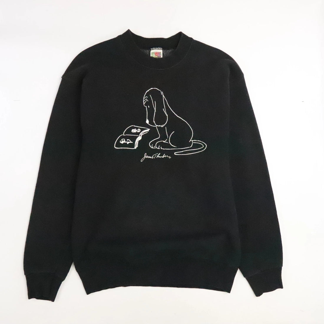 Vintage Dog Line Art Crewneck Sweatshirt Size Large Black