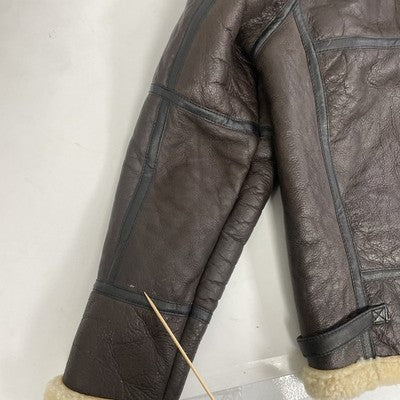 Sheepskin Shearling Leather Coat Jacket Size 2XL Brown