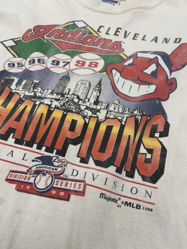 Vintage Cleveland Indians Central Division Champs T-Shirt Size XL 1998 90s MLB