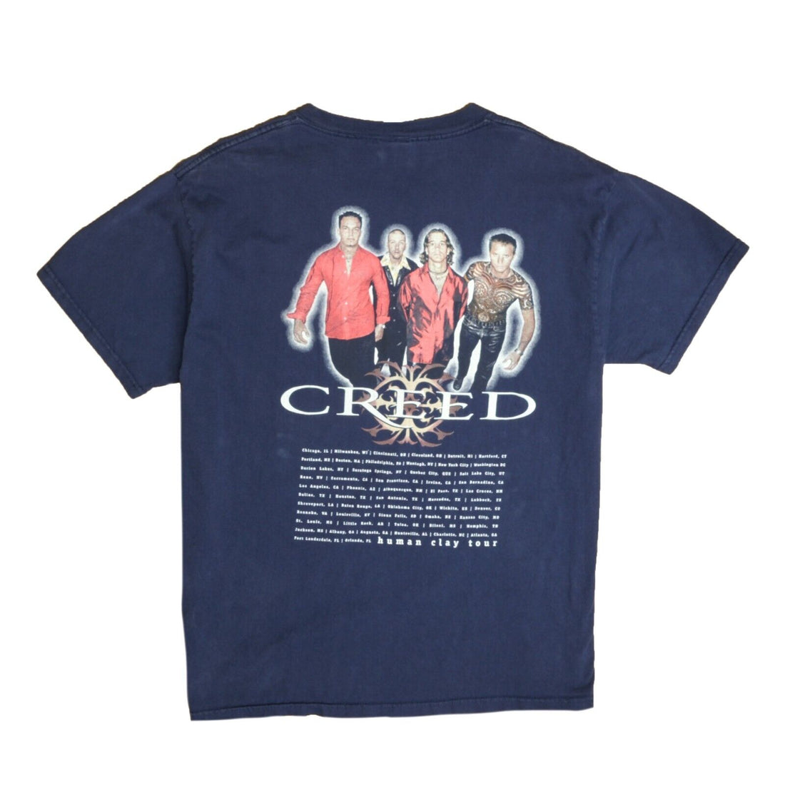 Vintage Creed Human Clay Tour T-Shirt Size Large Blue Band Tee