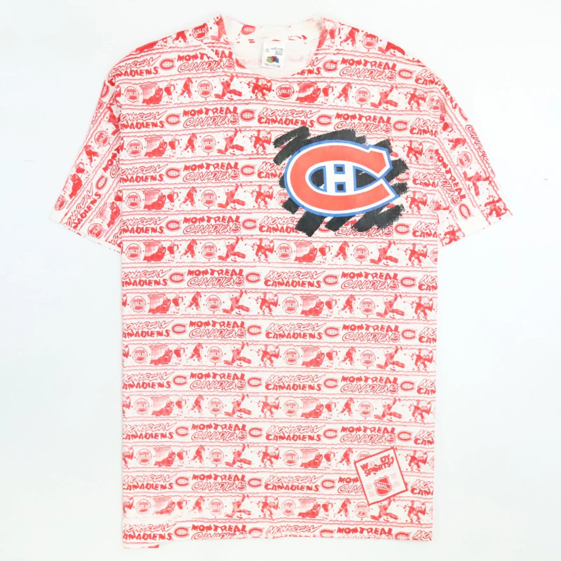 Vintage Montreal Canadiens T-Shirt Size 2XL All Over Print 90s NHL