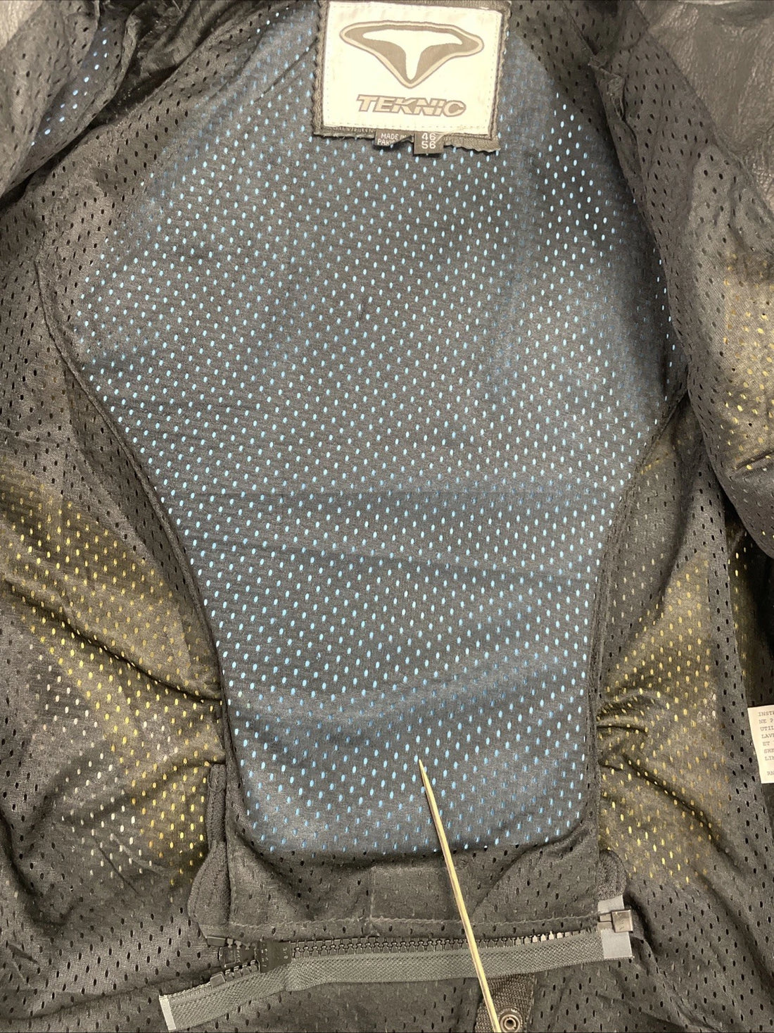 Teknic Leather Motorcycle Riding Jacket Size 46 Yellow Padded