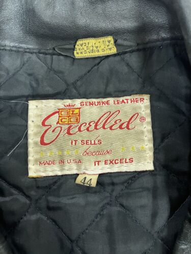 Vintage Excelled Leather Classic Motorcycle Jacket Size 44 Black