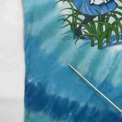 Vintage Alice In Wonderland Liquid Blue Tie Dye T-Shirt Size Large 2003